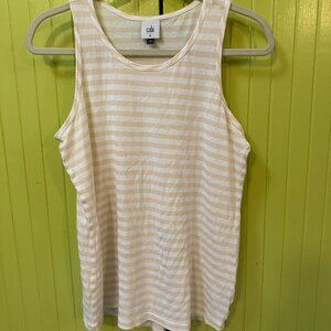 Cabi super soft White and Tan striped tank tee